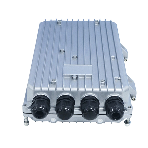 Incoming fiber optic cable connected to SFP optical module